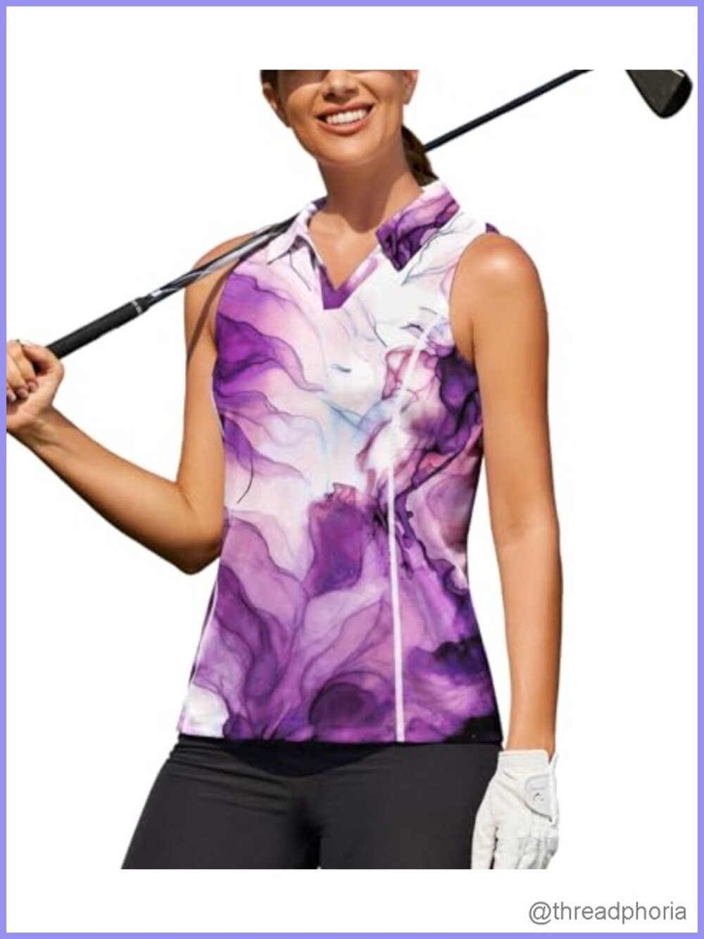 Sleeveless Golf Polo Quick Dry V Neck Workout Tank Top for Women
